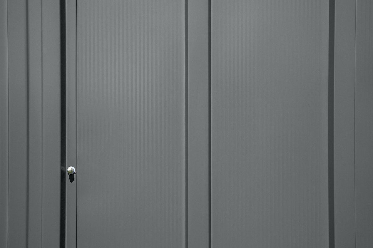 Classic Galvanized Steel Storage Shed, Charcoal, 8-ft x 8-ft