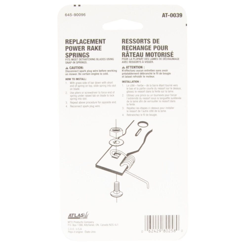 Thatcher Steel Bolt-On Replacement Springs, 2-pk; for Lawn Mower Dethatching Blades