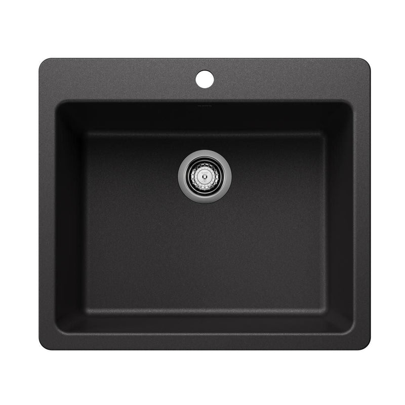 Liven 25-in Single Bowl Dual Mount Kitchen Sink, Anthracite X39