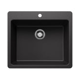 Liven 25-in Single Bowl Dual Mount Kitchen Sink, Anthracite