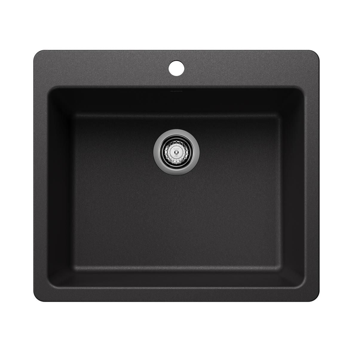 Liven 25-in Single Bowl Dual Mount Kitchen Sink, Anthracite