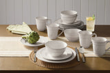 Gablehurst Stoneware Dinnerware Set with Mugs, Serves 4, 16-pc, Cream Reactive Glaze