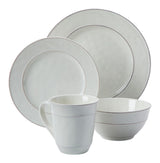 Gablehurst Stoneware Dinnerware Set with Mugs, Serves 4, 16-pc, Cream Reactive Glaze