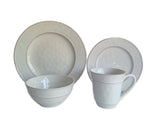Gablehurst Stoneware Dinnerware Set with Mugs, Serves 4, 16-pc, Cream Reactive Glaze