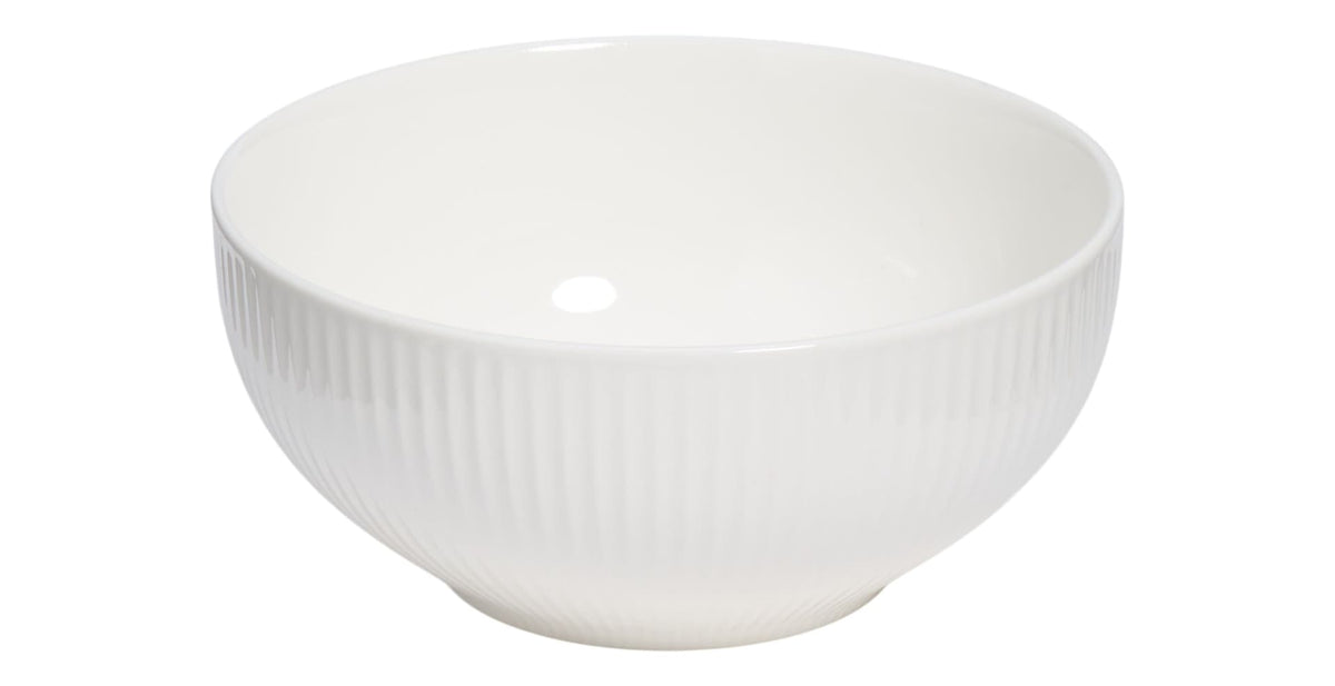 Highbury Ribbed New Bone Low Bowl, 1-pc, White