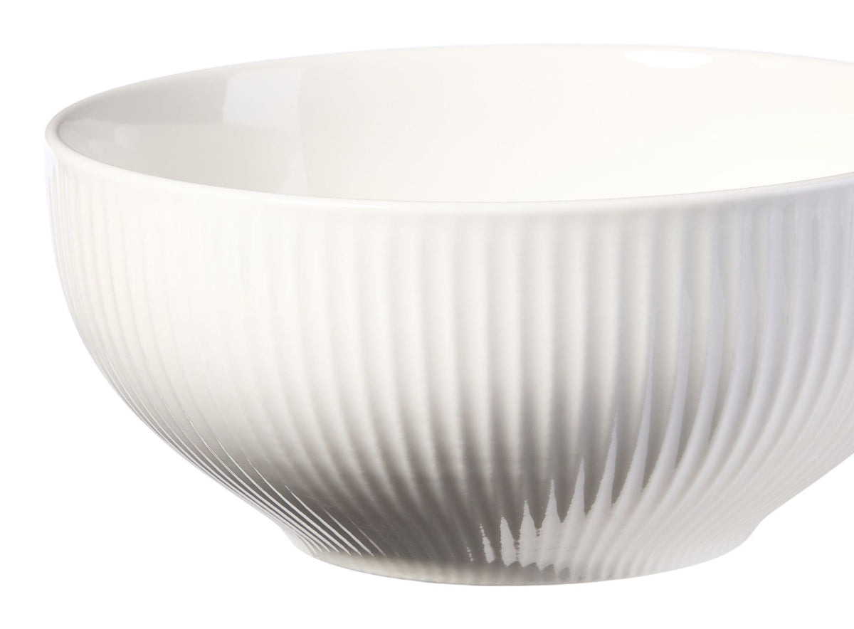 Highbury Ribbed New Bone Low Bowl, 1-pc, White