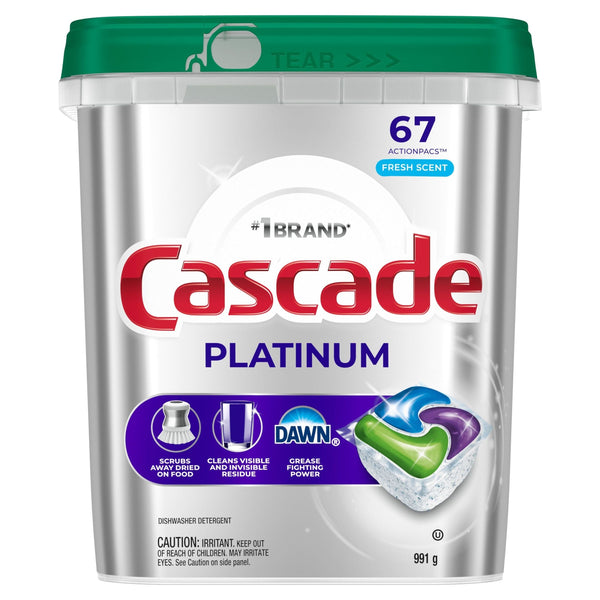 Platinum ActionPacs Dishwasher Detergent Pods, Fresh, 67 Count Q8541