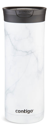 Huron 2.0 Couture Insulated Stainless Steel Travel Mug, Leak-proof Lid, White Marble, 20-oz