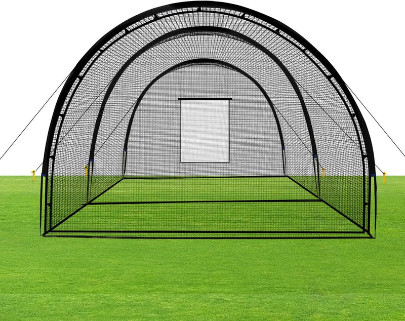 Baseball Batting Cage Net Batting Cages for Backyard Portable Baseball and Softball Batting Cages with Pitching Machine Hole and Detachable Door for Backyard Outdoor Hitting Practice F476