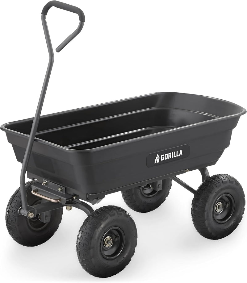 Heavy-duty multi-purpose garbage transfer cart garden cart, equipped with pneumatic tires, capacity 4 cubic feet - 600 pounds load capacity, outdoor wheeled cart, suitable for garden, gardening and landscaping work. R1748