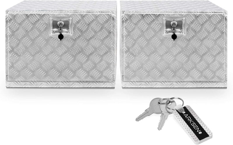 36 Inch Heavy Duty Aluminum Diamond Plate Tool Underbody Box, Waterproof Square Truck Storage Organizer Chest for Pick Up Truck Bed, RV Trailer with T-Handle Lock and Keys - Black O6318