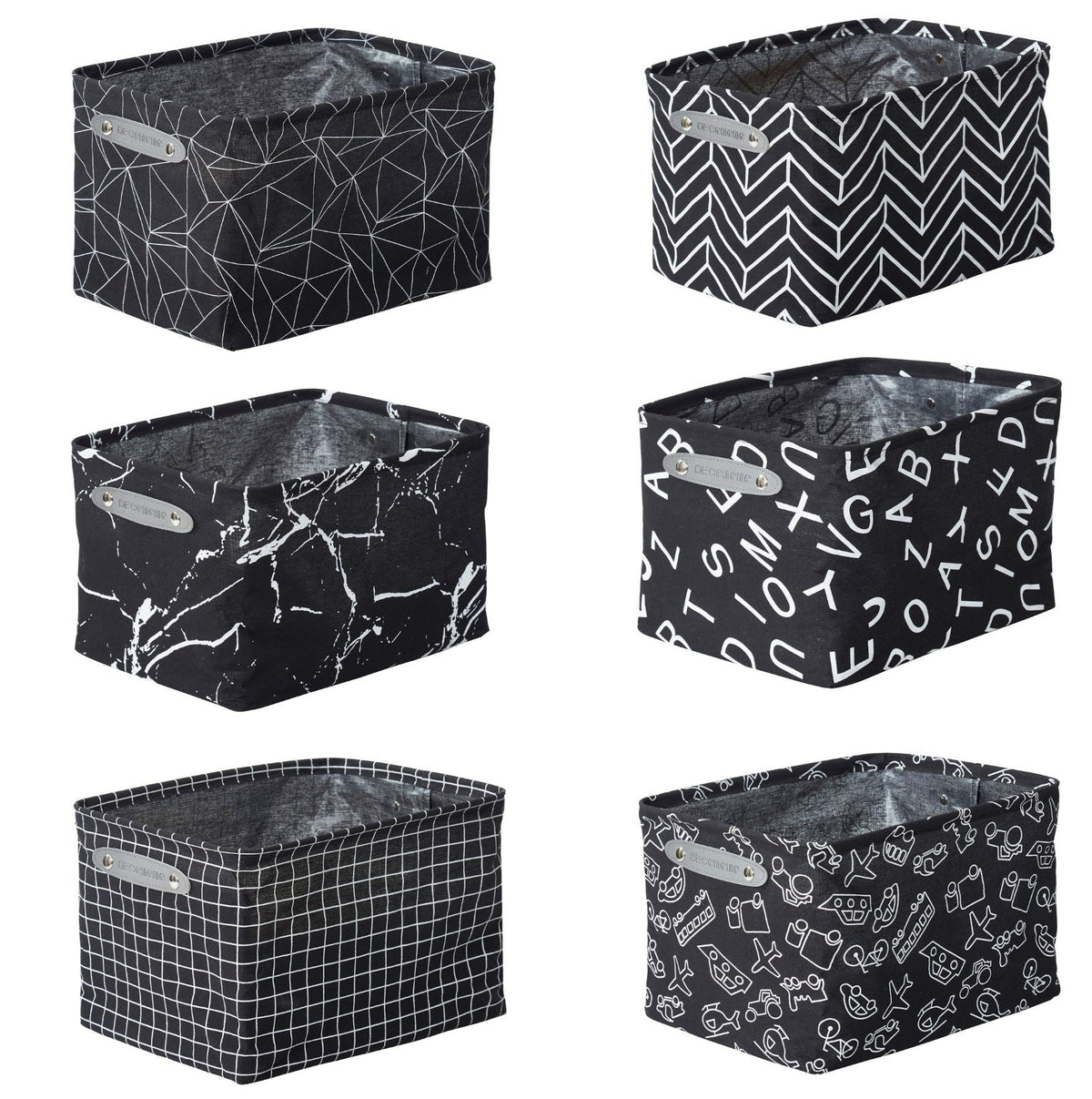 Large Water Resistant Storage Bin, 15-in x 11-in x 9.5-in, 6-pk, White Pattern