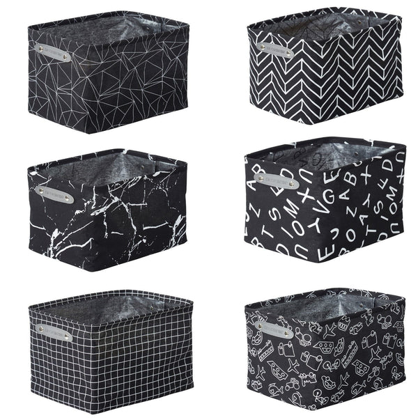 Large Water Resistant Storage Bin, 15-in x 11-in x 9.5-in, 6-pk, White Pattern E9182