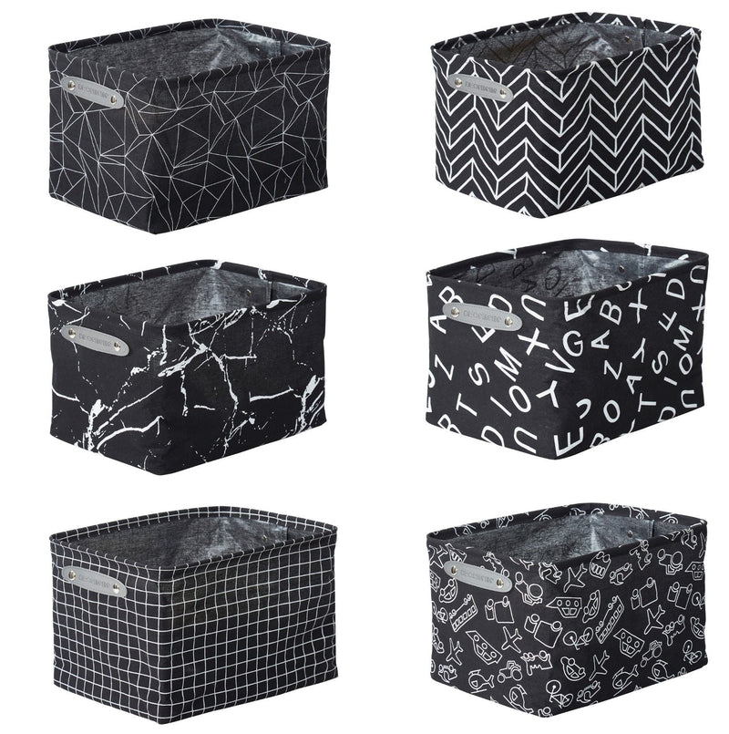 Large Water Resistant Storage Bin, 15-in x 11-in x 9.5-in, 6-pk, White Pattern E9182