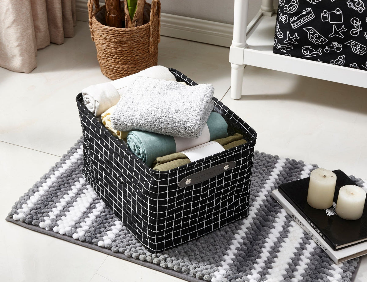 Large Water Resistant Storage Bin, 15-in x 11-in x 9.5-in, 6-pk, White Pattern