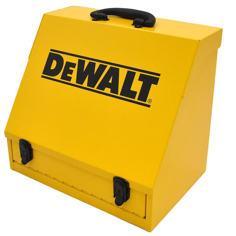 Handheld Steel Shop Tool Box with Lid & Handle, Yellow, 15-in S9554