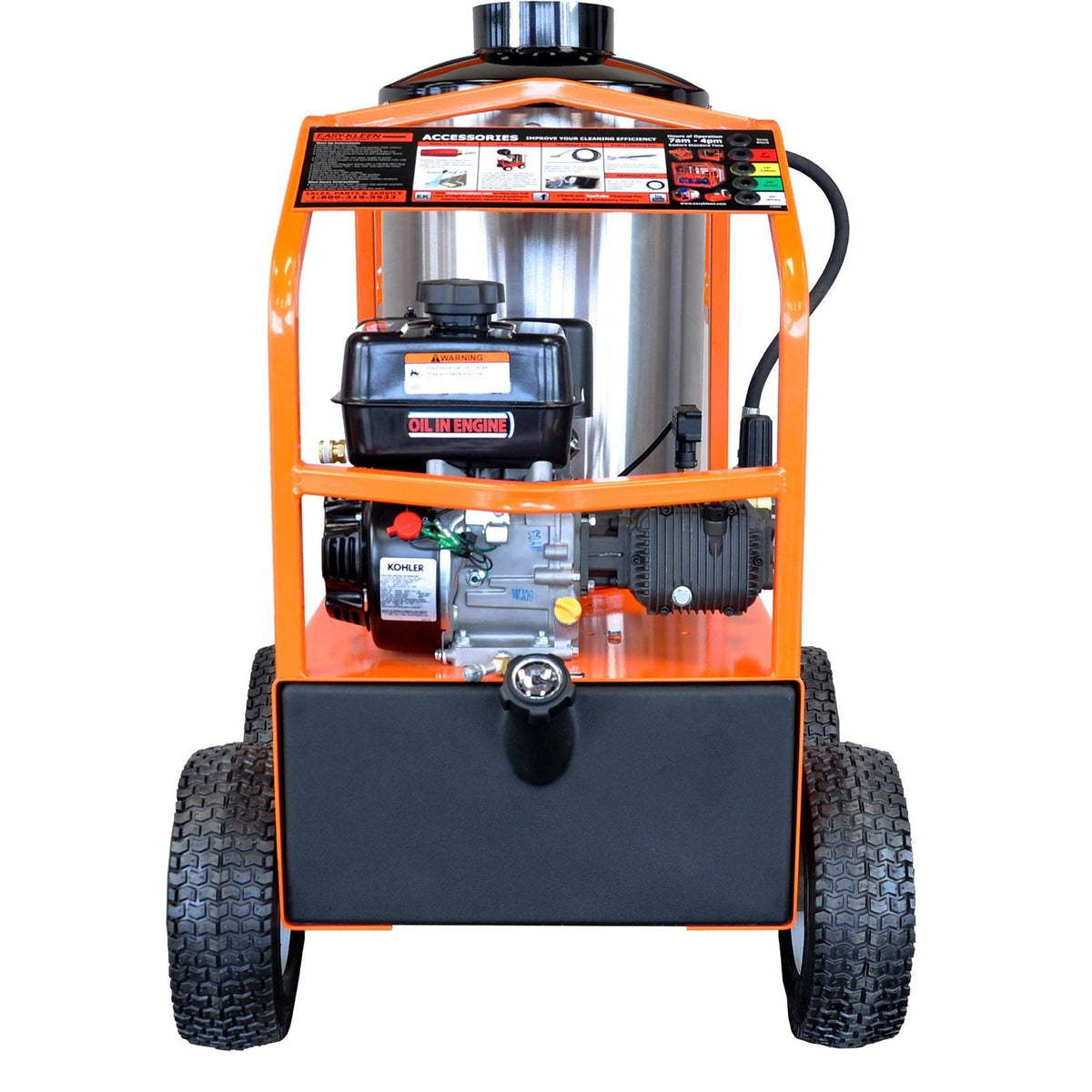 Commercial 2700 PSI 3 GPM 6.5 HP Engine Hot Water Wheeled Gas Pressure Washer