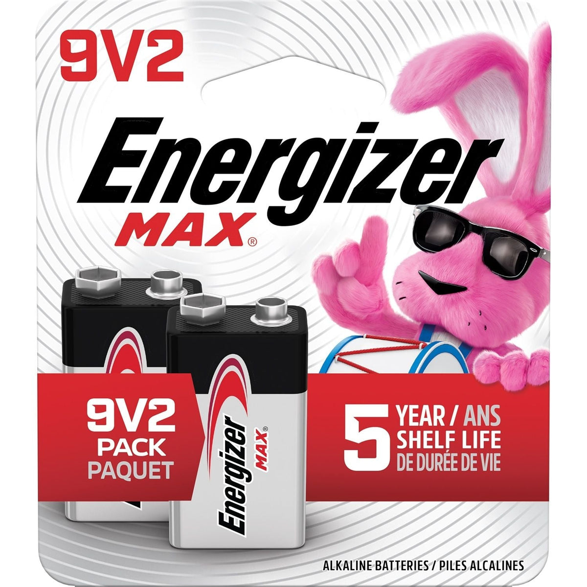 Max 2-pk 9V / 9 Volt Alkaline Batteries, Long Lasting, All Purpose