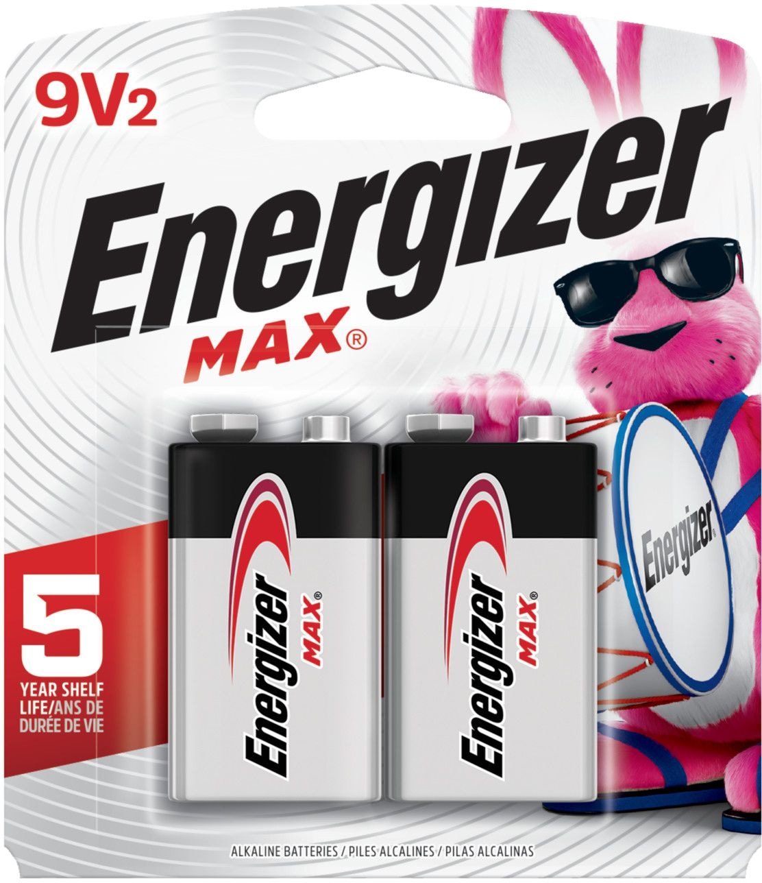Max 2-pk 9V / 9 Volt Alkaline Batteries, Long Lasting, All Purpose