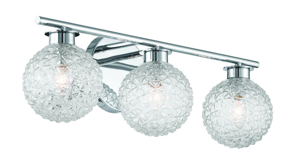 3-Light Chrome Vanity Light with Diamond Shades N1729