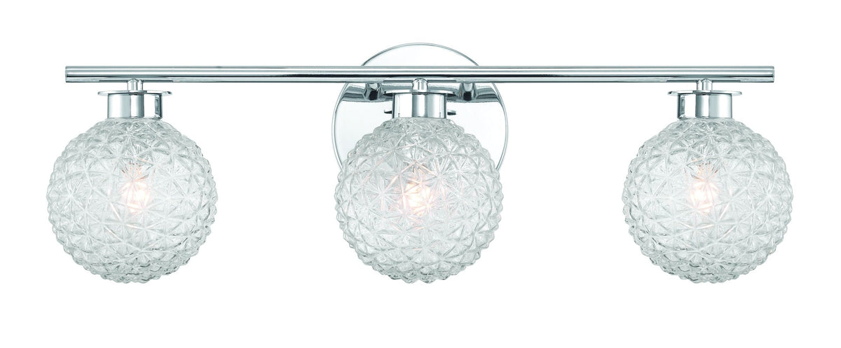 3-Light Chrome Vanity Light with Diamond Shades