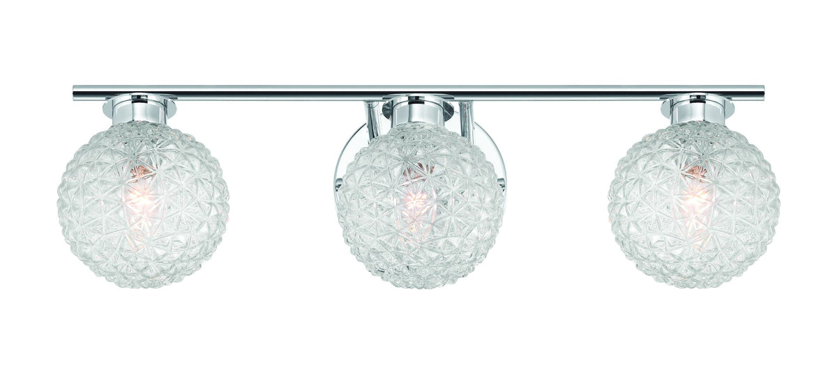 3-Light Chrome Vanity Light with Diamond Shades