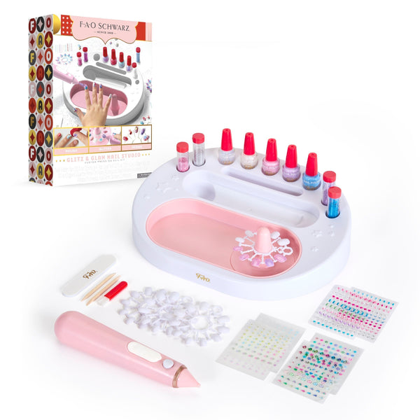 Girls Custom Glitter Nail Set, Pink P9289