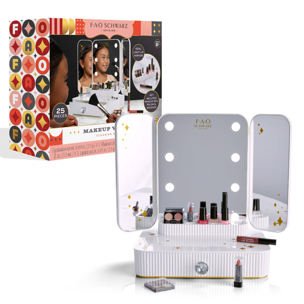 Girls Vanity Makeup Studio Low Profile, 24 Piece, White J2505