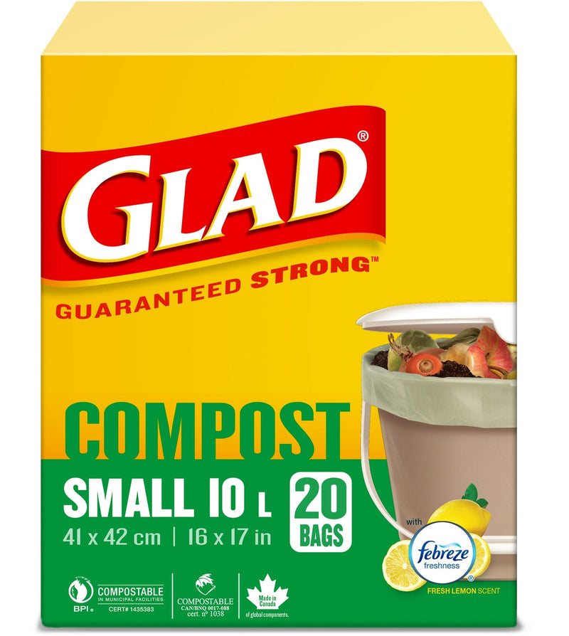 Small 100% Compostable Lemon Scented Food Waste Bags, 20-pk, 10-L L66