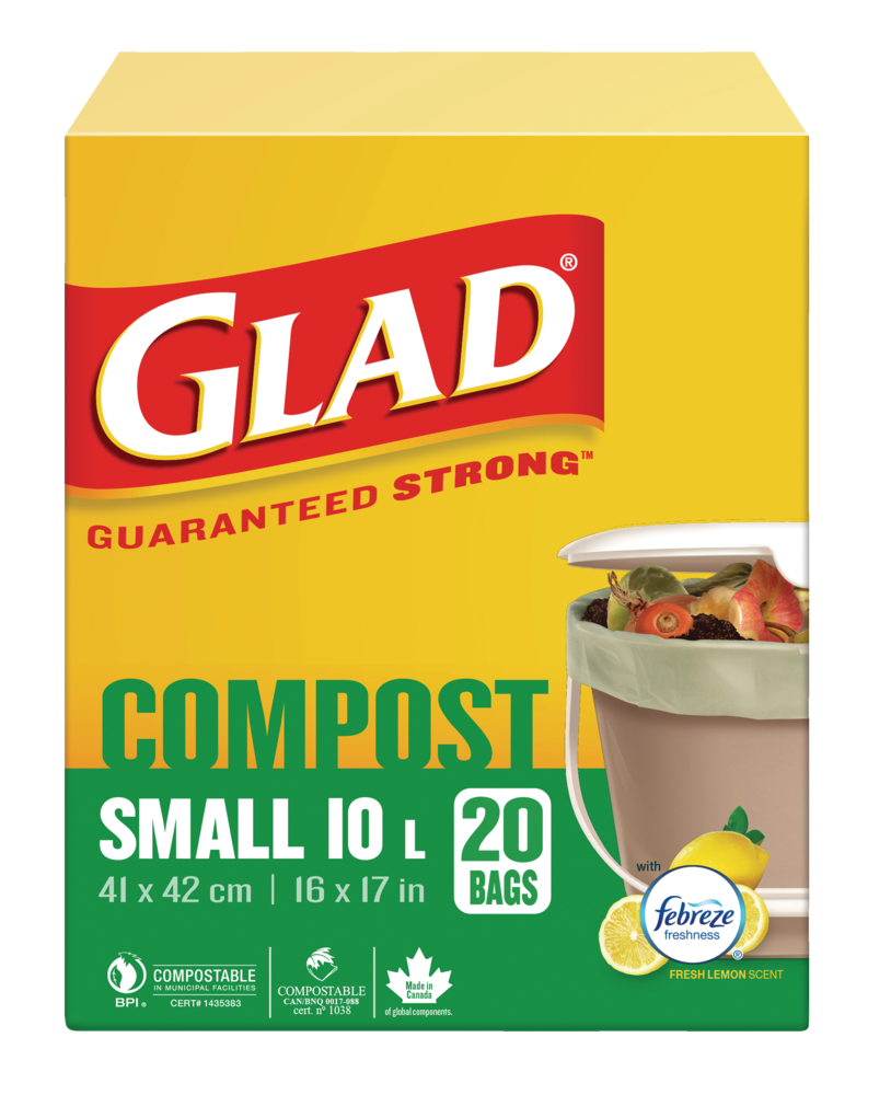 Small 100% Compostable Lemon Scented Food Waste Bags, 20-pk, 10-L