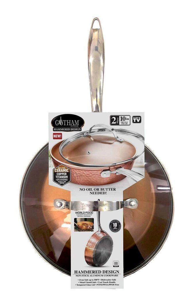 Hammered Diamond Pan with Lid, 10-in A2390