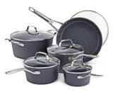 The Rock Forged Non-Stick Cookware Set, Dishwasher & Oven Safe, Black, 10-pc