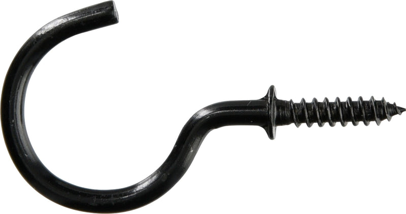 Mug Cup Hook, Half Hook Half Screw, Black, 7/8-in, 40-pk A7461