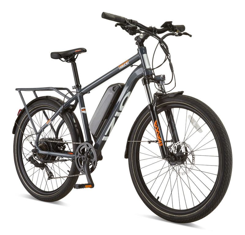 Tangent All-Terrain 48V Electric Bike with Storage Carrier, 26-in Wheel, Grey H4645