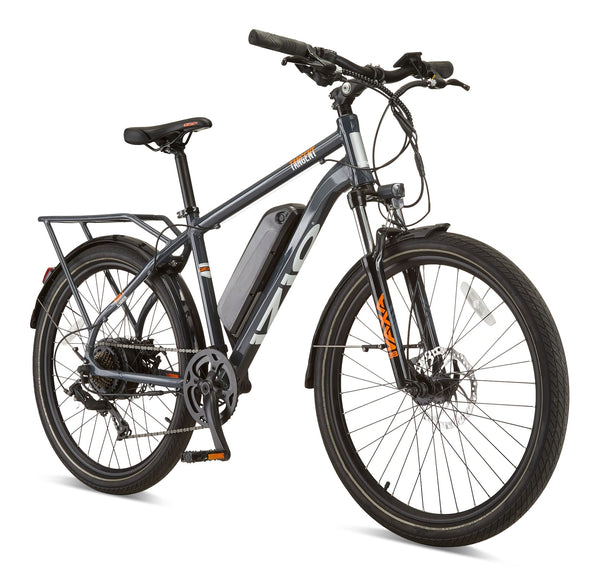 Tangent All-Terrain 48V Electric Bike with Storage Carrier, 26-in Wheel, Grey L4240