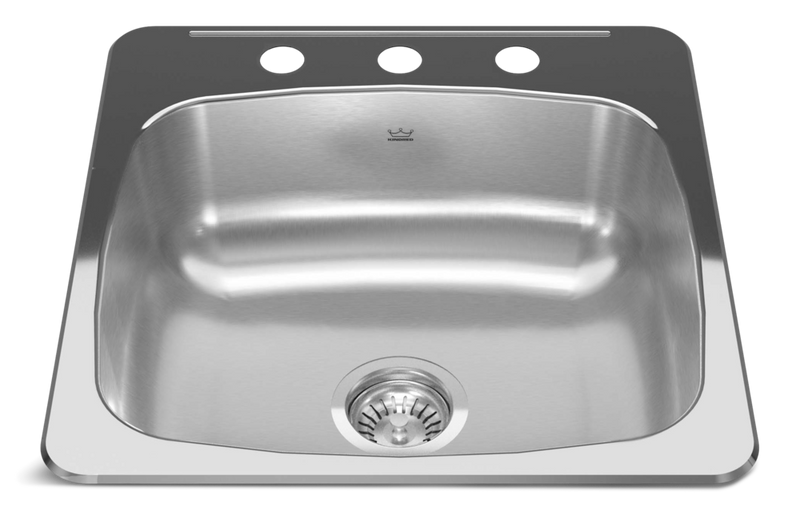 Drop In Single Bowl 3-Hole Kitchen Sink, 20.13-in x 20.56-in, Stainless Steel F5330