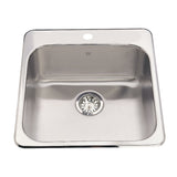 Top Mount Stainless Steel Single Bowl Kitchen Sink, 23x23x7-in