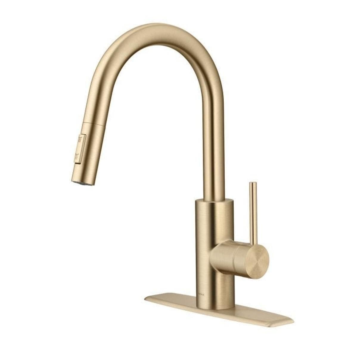 Oletto Pull-Down Single Handle Kitchen Faucet with QuickDock Top Mount Installation Assembly, Spot Free Antique Champagne Bronze