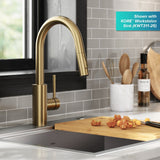 Oletto Pull-Down Single Handle Kitchen Faucet with QuickDock Top Mount Installation Assembly, Spot Free Antique Champagne Bronze