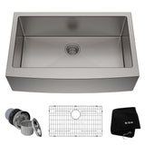 Standard PRO Apron Front Farmhouse Stainless Steel Single Bowl Kitchen Sink, 33x21x10-in