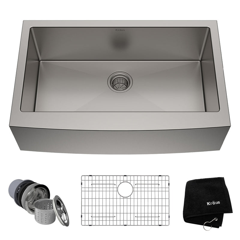 Standard PRO Apron Front Farmhouse Stainless Steel Single Bowl Kitchen Sink, 33x21x10-in B7419