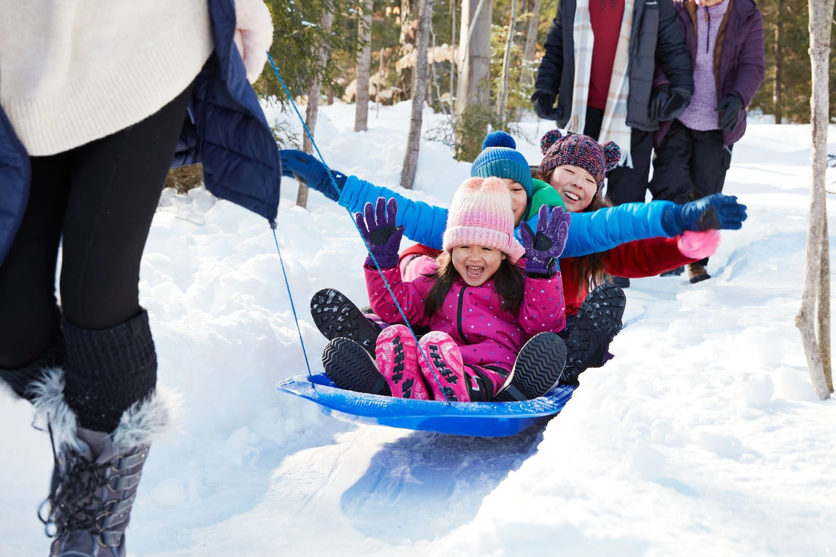 Manitou Kids' Large 3-Person Lightweight Plastic Winter Snow Sled/Toboggan