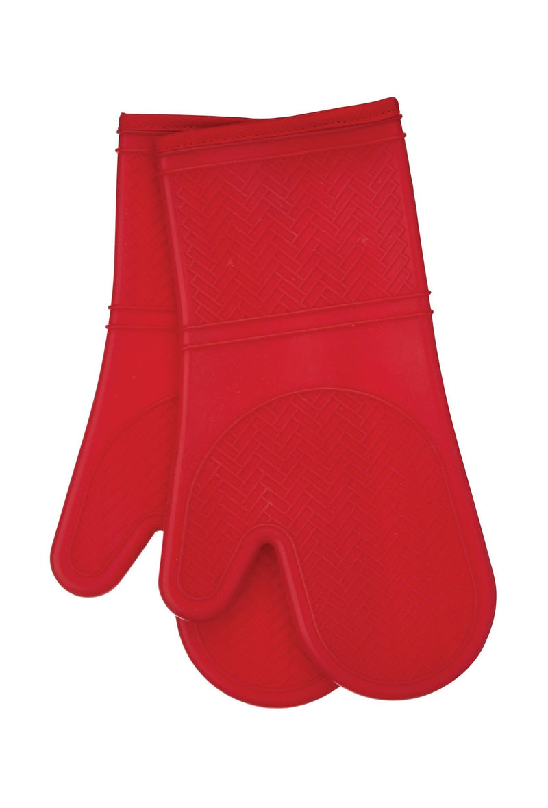 2pc Silicone Oven Mitt Set, Non-Slip Grip, Red U2076