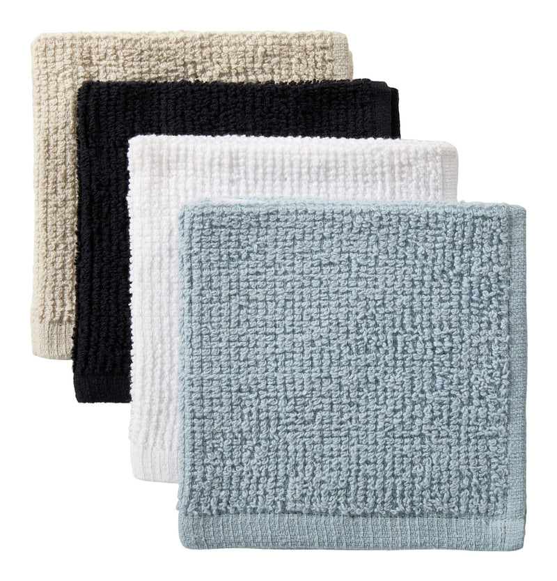 Bar Mop Dish Cloths, Black, Grey & Dusty Blue, 12-in, 8-pk O1530