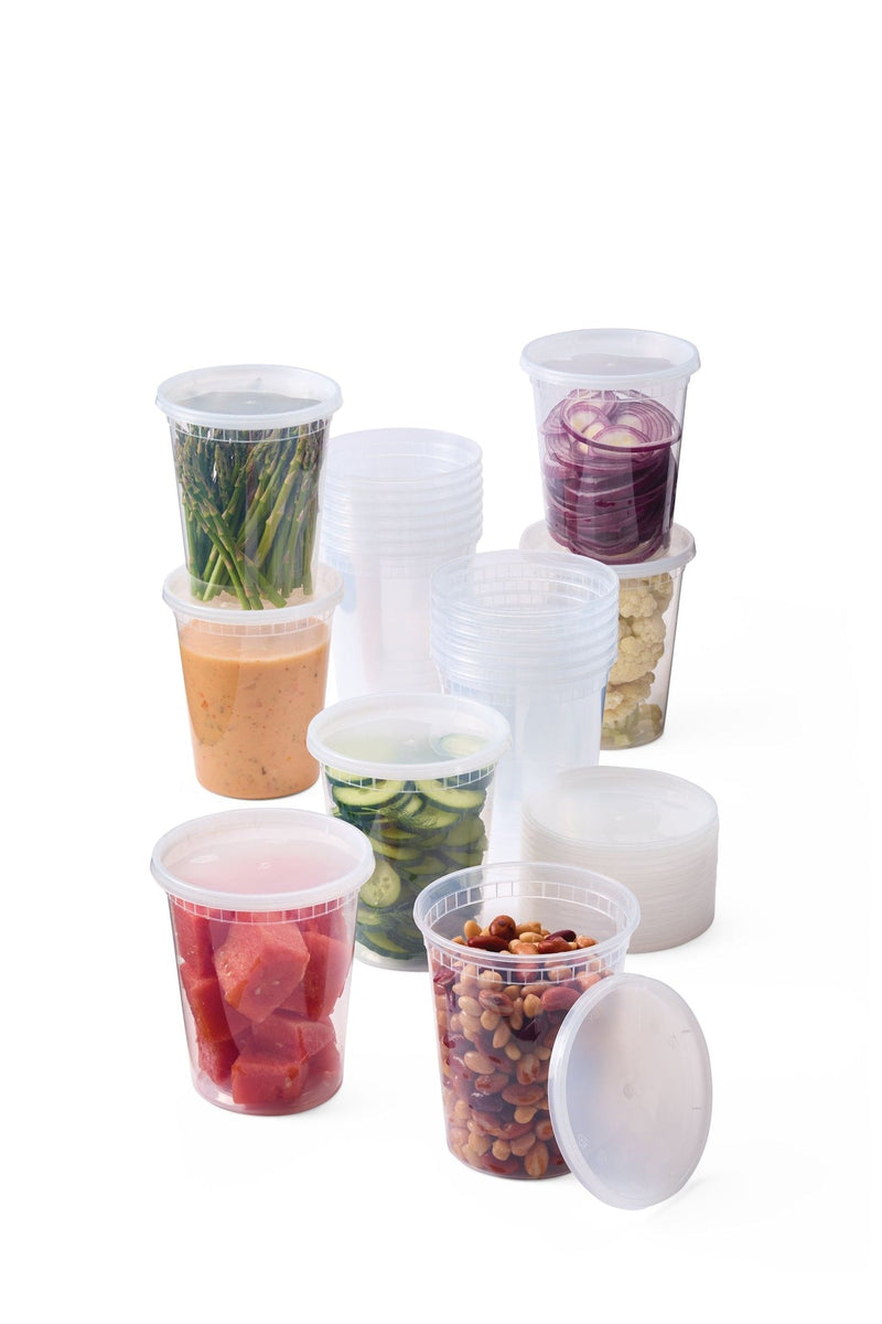 Round Plastic Deli-Style Food Storage Container Set, 32-oz, 40-pc F845