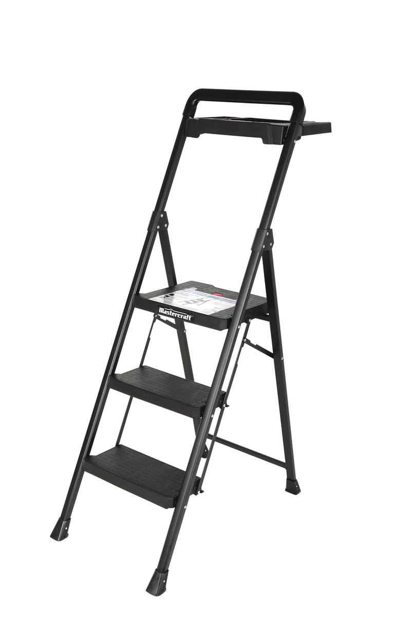 3-Step Ladder Heavy-Duty Metal/Plastic Folding Step Stool, 300-lb, 4.5 ft T4160