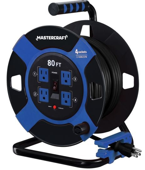 80-ft 4-Outlet Retractable Extension Cord Reel with Surge Protection N1888