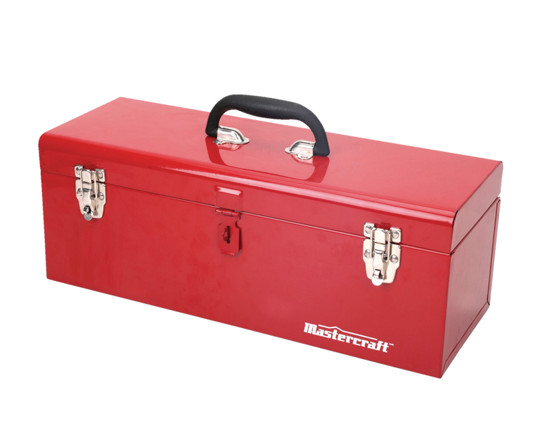 Portable Metal Hip Roof Tool Box with Removable Tray, 19-in, Red T7552