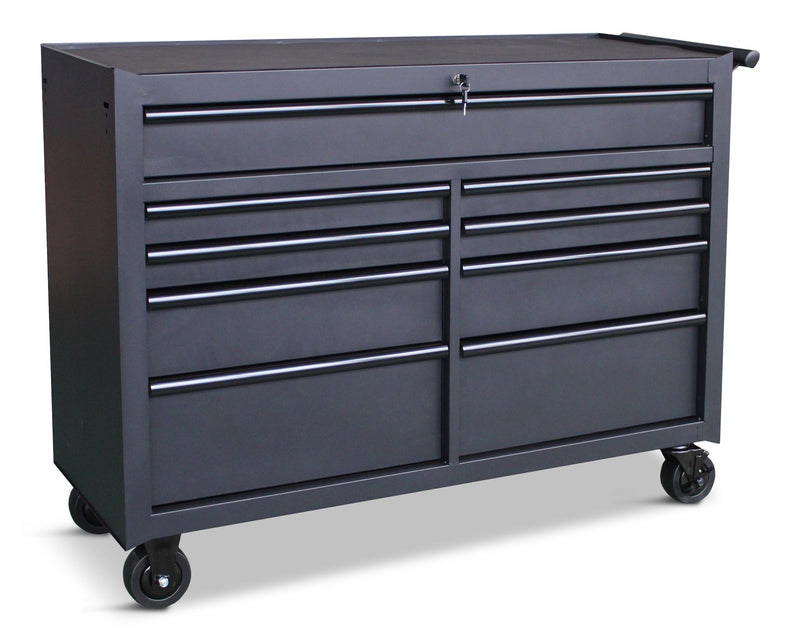 Rolling Tool Storage Cabinet with 9 Drawers, Black, 52-in G5291