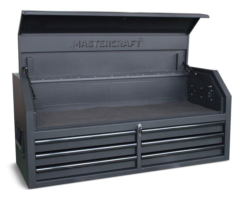Tool Chest with 6 Drawers, Power Bar with USB, Black, 52-in D3704